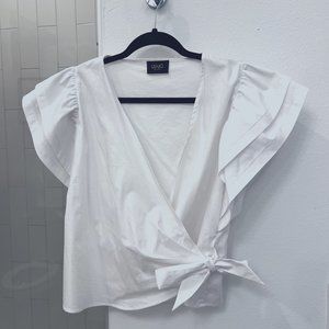 LIU JO White crop tie blouse